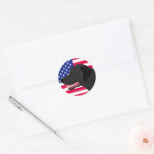Sticker Rond Black Labrador Profile États-Unis (Enveloppe)