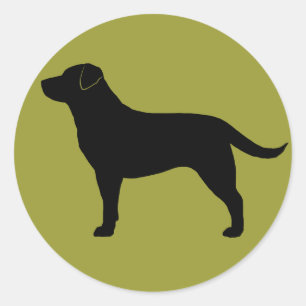 Sticker Rond Black Labrador Retriever Black Lab Dog Silhouette