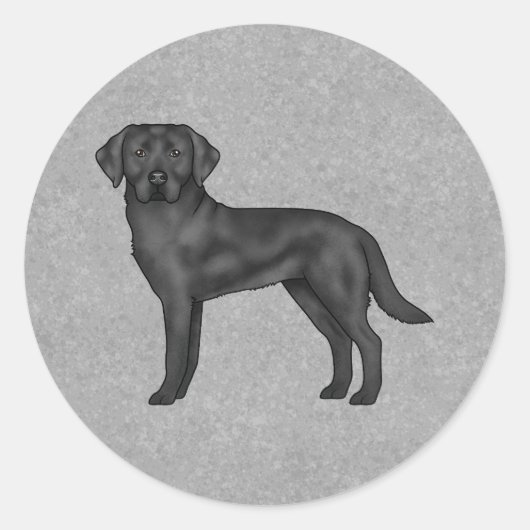Sticker Rond Black Labrador Retriever Chien Cute Canine Grey (Devant)