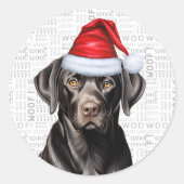 Sticker Rond Black Labrador Retriever Chien Noël (Devant)
