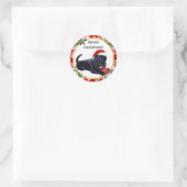 Sticker Rond Black Labrador Retriever Christmas Snowflo (Sac)