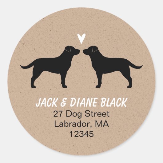 Sticker Rond Black Labrador Retrivers Adresse de retour (Devant)