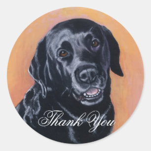 Sticker Rond Black Labrador Souriant dans la lumière