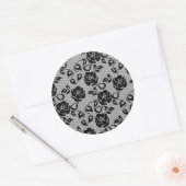 Sticker Rond Black lace pattern on white background (Enveloppe)