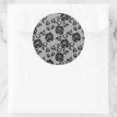 Sticker Rond Black lace pattern on white background (Sac)