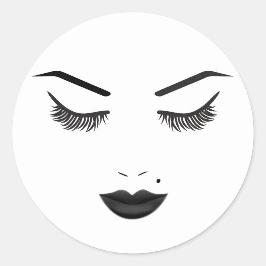 Sticker Rond Black Lips maquillage visage sourcils lèvres glam  (Devant)