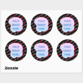 Sticker Rond Black LOVE tendance noir et blanc (Feuille)