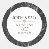 Sticker Rond Black Marble Modern Mariage adresse de retour (Devant)