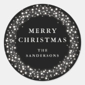 Sticker Rond Black Merry Christmas Sparkling Lights Noël (Devant)