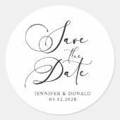 Sticker Rond Black Modern Simple Enregistrer La Date (Devant)