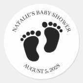 Sticker Rond Black Modern Simple Script Baby Shower (Devant)