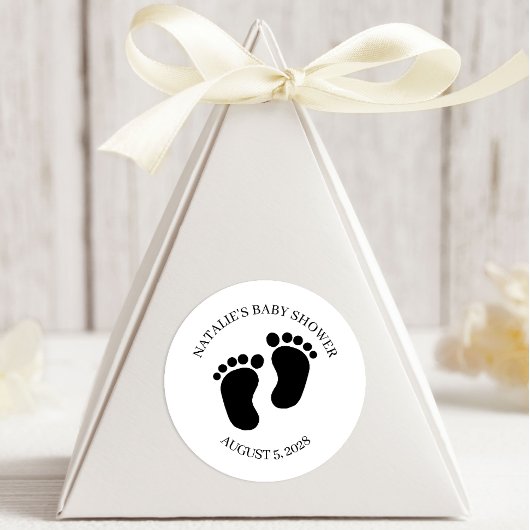 Sticker Rond Black Modern Simple Script Baby Shower