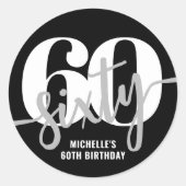 Sticker Rond Black moderne 60e fête d'anniversaire (Devant)