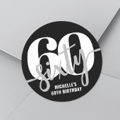 Sticker Rond Black moderne 60e fête d'anniversaire