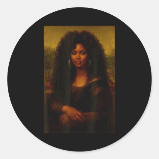 Sticker Rond Black Mona Lisa Afro African American Melanin Blac (Devant)