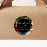 Sticker Rond Black Moody Floral Bourgogne Mariage<br><div class="desc">#zazzlemade</div>