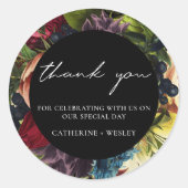 Sticker Rond Black Moody Floral Bourgogne Mariage (Devant)