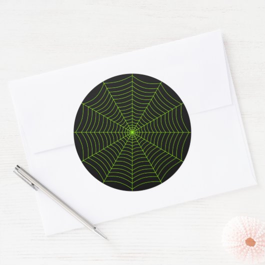 Sticker Rond Black neon vert toile d'araignée Halloween motif (Enveloppe)