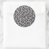 Sticker Rond Black net lace with leopard pattern on white (Sac)