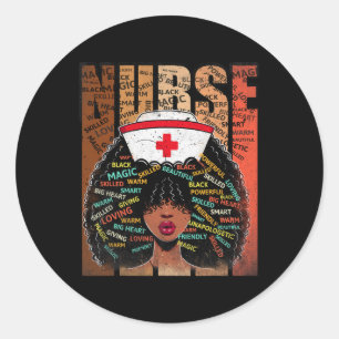 Sticker Rond Black Nurse Femme Afro Melanin Vintage Black Histo