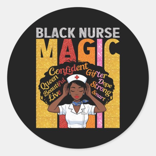 Sticker Rond Black Nurse Magic Confident Beautiful Queen Melani (Devant)