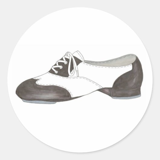 Sticker Rond Black Oxford Tap Chaussure Danse Enseignant Studio (Devant)