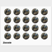 Sticker Rond Black Panther under the Full Moon (Feuille)