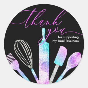 Sticker Rond Black Pastry chef boulangerie outils merci