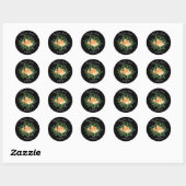 Sticker Rond Black & Peach Mariage Floral moderne (Feuille)
