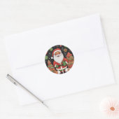 Sticker Rond Black Père Noël Noël Joyeux sourire (Enveloppe)