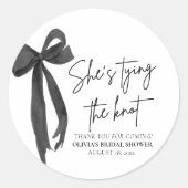 Sticker Rond Black Pink Bow Elle Noue le Nœud Bridal Shower (Devant)