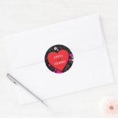 Sticker Rond Black & Pink Grungy Heart Music Mariage à thème (Enveloppe)