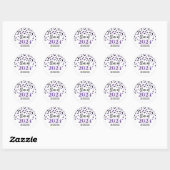 Sticker Rond Black Purple Confetti Graduation 2024 (Feuille)