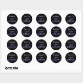 Sticker Rond Black Purple Sweet 16 avec nom (Feuille)
