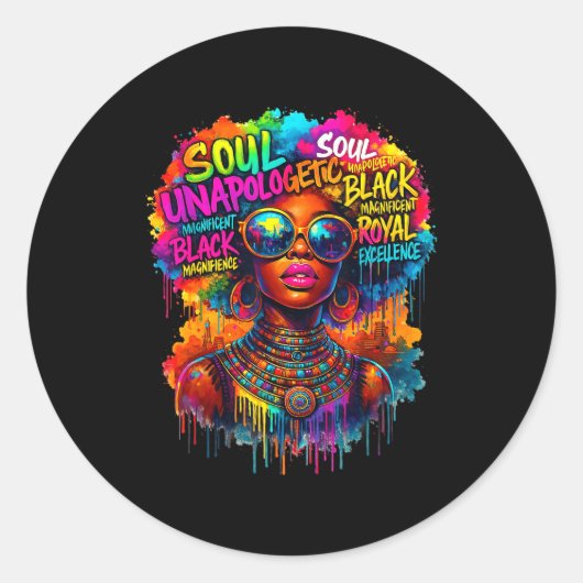 Sticker Rond Black Queen African Map Unalogetically Black Histo (Devant)
