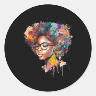 Sticker Rond Black Queen Afro Melanin Déchets Art Black Histor