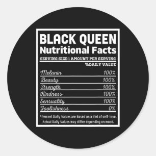 Sticker Rond Black Queen Nutrition Facts Fière Histoire noire M