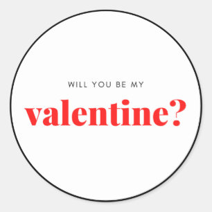 Sticker Rond Black Red Serez-Vous Mon Valentin