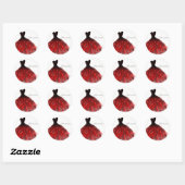 Sticker Rond Black Red Sparkle Élégante robe fête d'anniversair (Feuille)