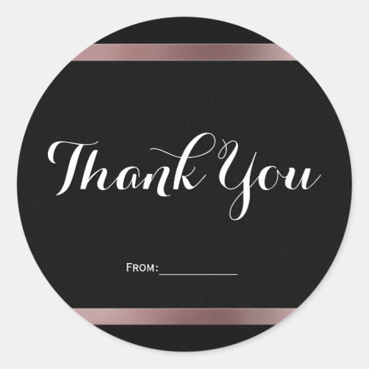 Sticker Rond Black & Rose Gold Mauve Pink Party Favoriser (Devant)