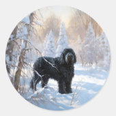 Sticker Rond Black Russian Terrier Laisser neiger Noël (Devant)