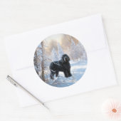 Sticker Rond Black Russian Terrier Laisser neiger Noël (Enveloppe)