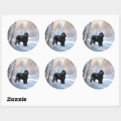Sticker Rond Black Russian Terrier Laisser neiger Noël (Feuille)