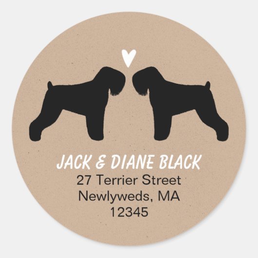 Sticker Rond Black Russian Terrier Silhouettes Adresse de retou (Devant)