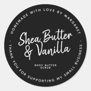 Sticker Rond Black Rustic Script Homemade Business Package Seal