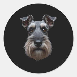 Sticker Rond Black Schnauzer Dog Schnauzer Face