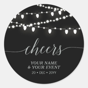 Sticker Rond Black & Silver Chaîne Lumières Fête des Cheers Fav