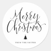 Sticker Rond Black Simple Calligraphy Merry Christmas (Devant)