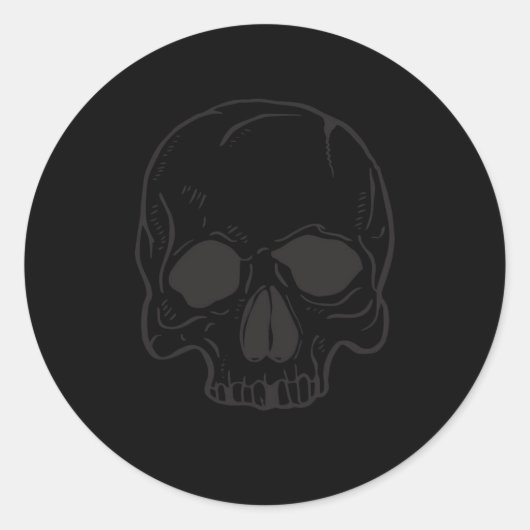 Sticker Rond Black Skull Rock Star Cool Black Birthday Party (Devant)