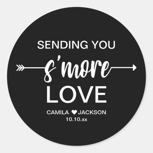 Sticker Rond Black S'more Favor de mariage (Devant)